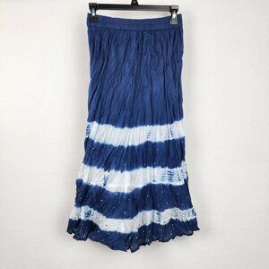Bay Studio Womens Crinkle Midi Skirt Size S Blue White